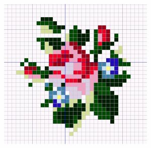 Open House Miniatures - Rose and Forget-me-not miniature needlework chart