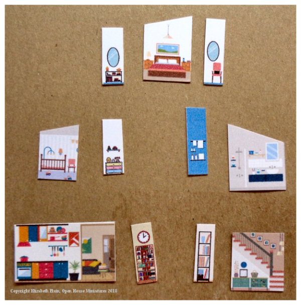 The 'E' House - interior papers (on card)
