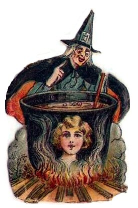 Halloween witch and cauldron